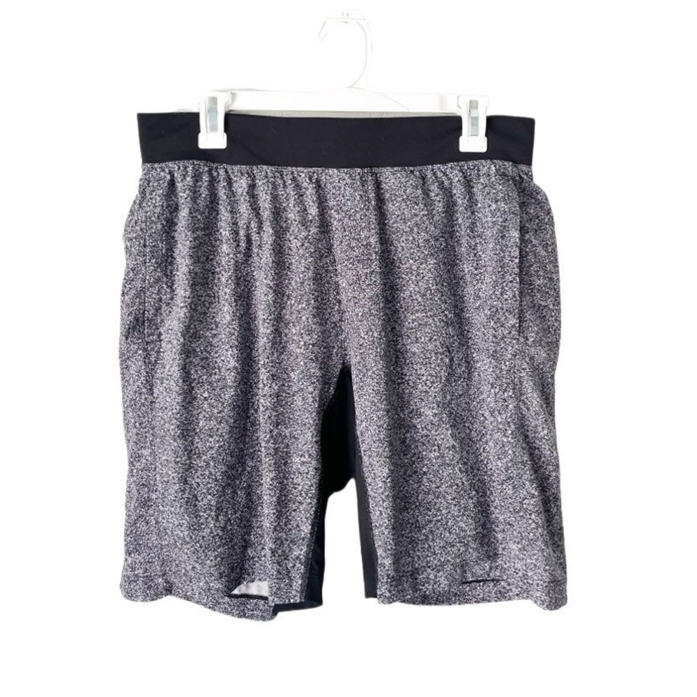Lululemon Pace Breaker Lined Shorts Size Large Black Space Dye Static Workout